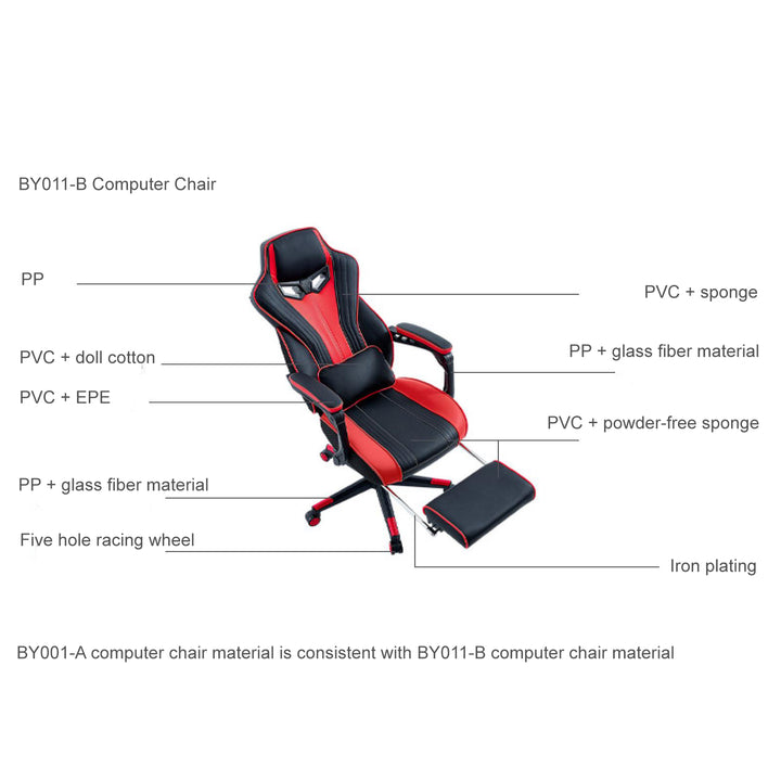 LEXI Red and Black Gaming Chair with Footrest