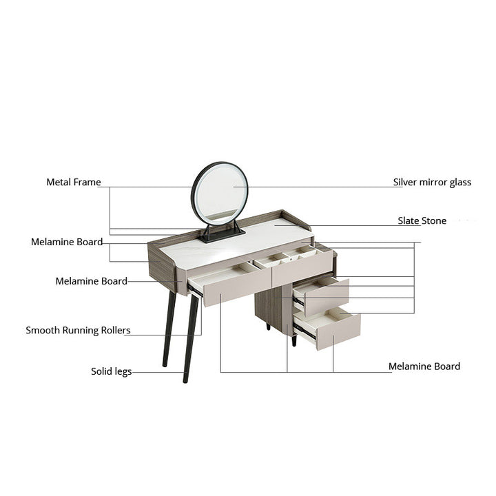RUBY Slate Stone Extendable Vanity Table