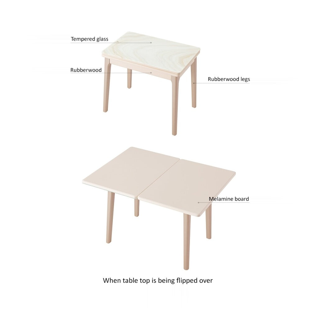 PAOLO Tempered Glass Extendable Dining Table
