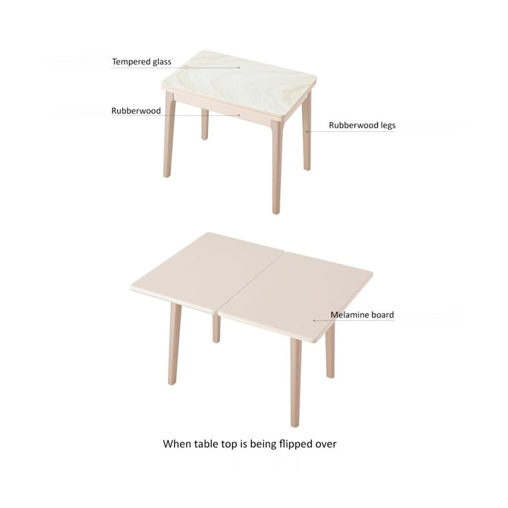 PAOLO Tempered Glass Extendable Dining Table