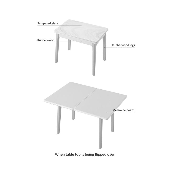 PAOLO Tempered Glass Extendable Dining Table