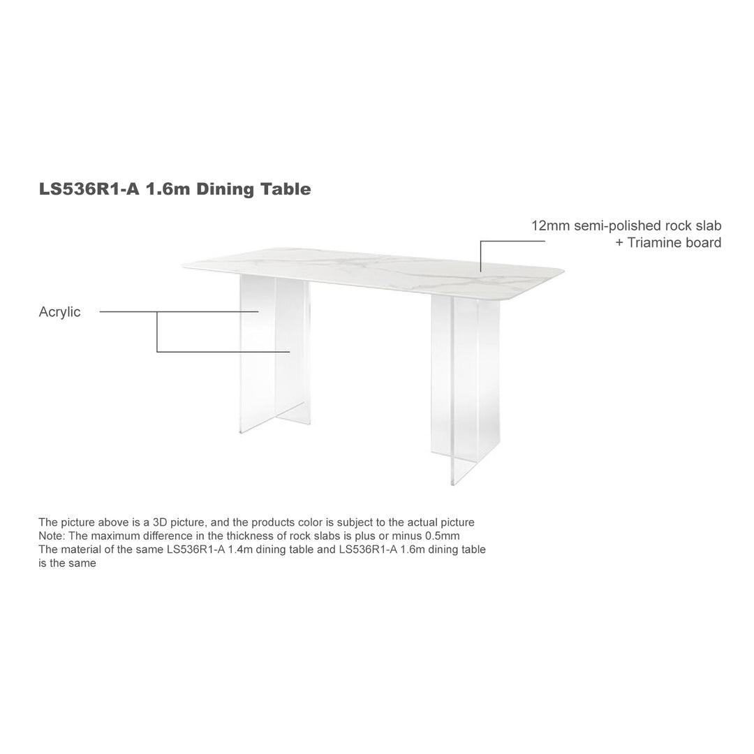 LYRA White, Ceramic and Acrylic Dining Table
