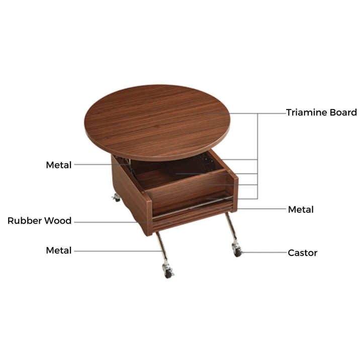 SOKO Walnut Color Height Adjustable Coffee Table