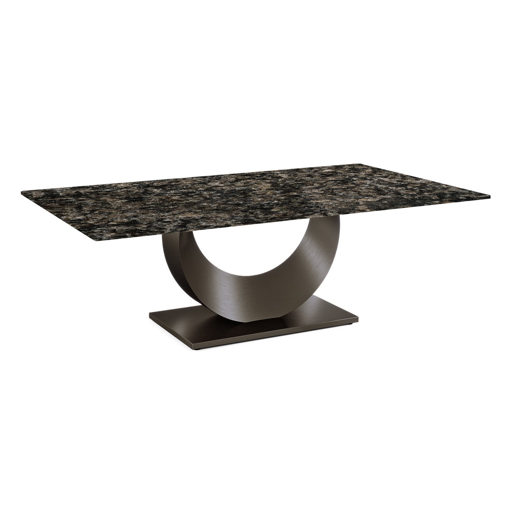 MOON Natural Marble Dining Table Platinum Dark Grey & Black