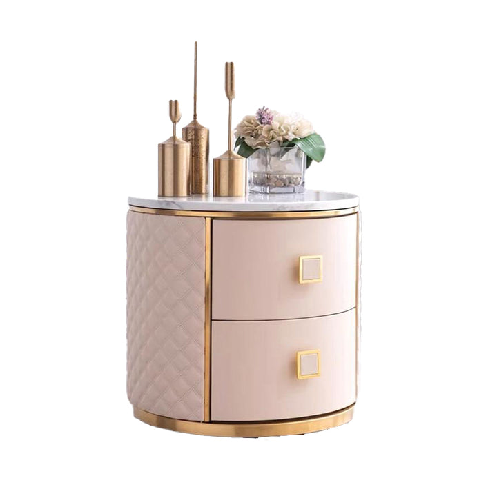 LUNARA White & Gold Marble Nightstand