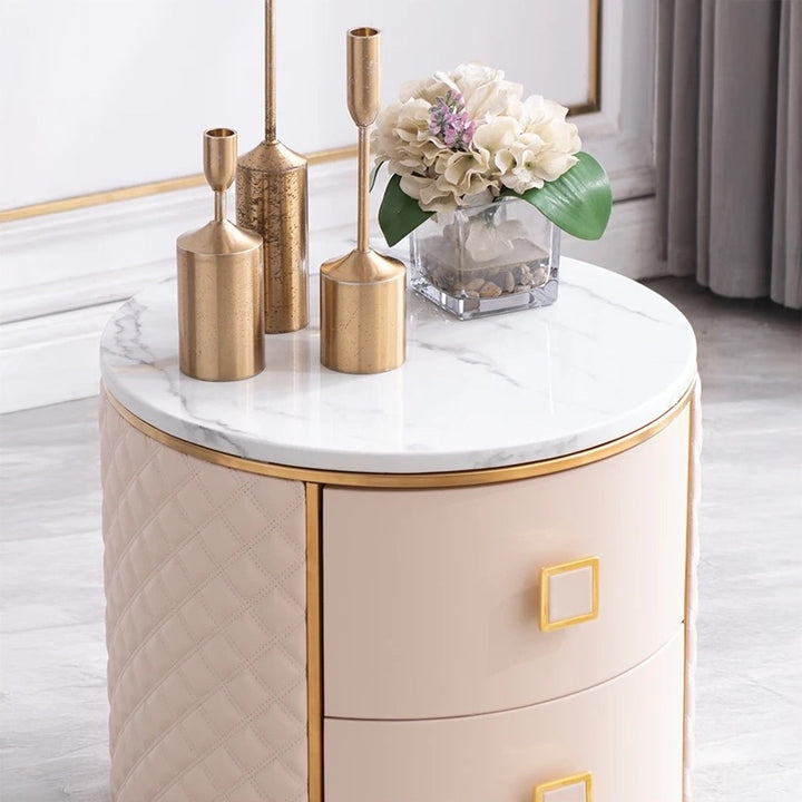 LUNARA White & Gold Marble Nightstand
