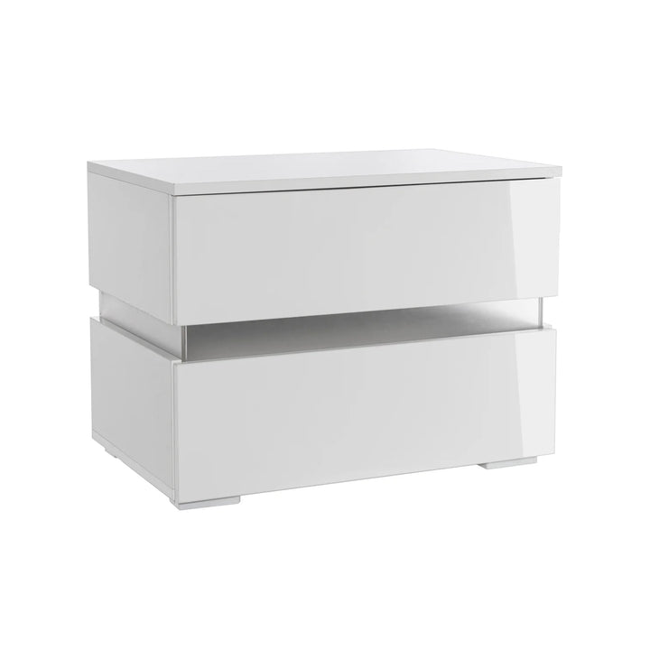 ELYSSE High Gloss LED Bedside Table with Storage