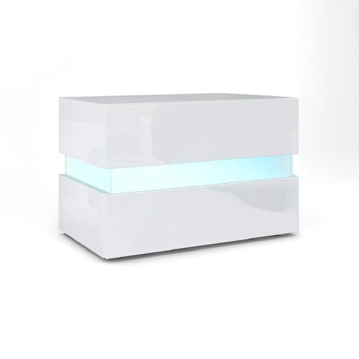 ELYSSE High Gloss LED Bedside Table with Storage