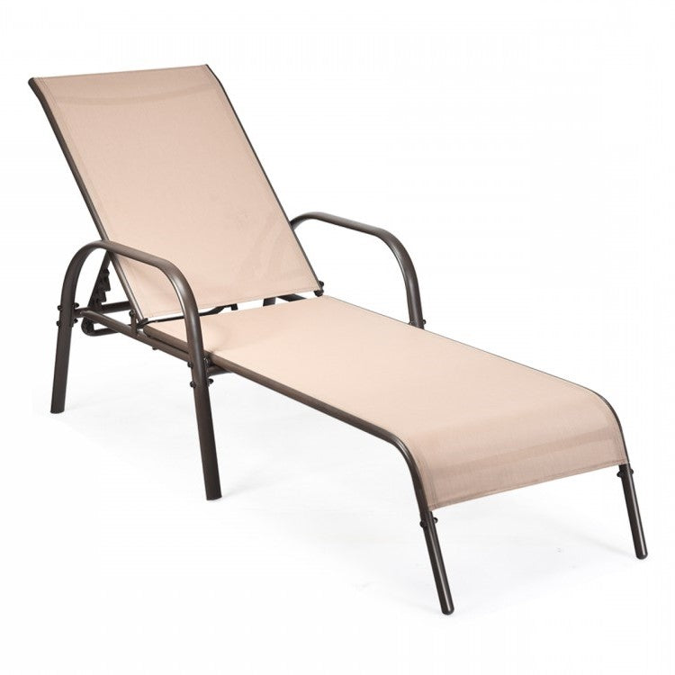 FORREST Adjustable Patio Chaise Lounge with Backrest Brown