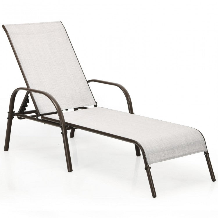 FORREST Adjustable Patio Chaise Lounge with Backrest Gray