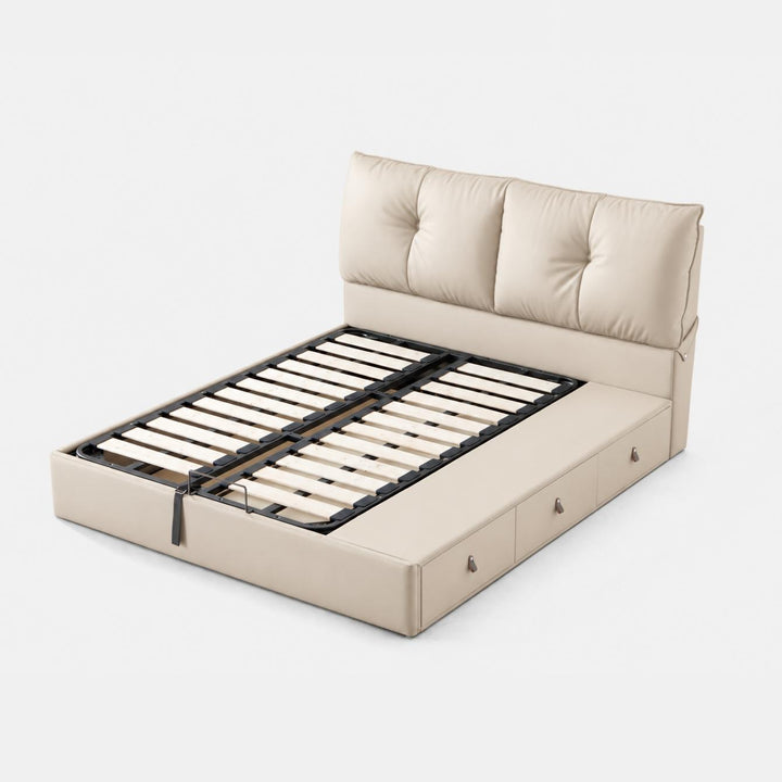 MIRKO Leather Lift-Up Storage Bed