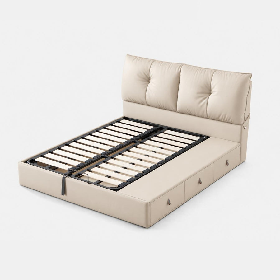 MIRKO Leather Lift-Up Storage Bed