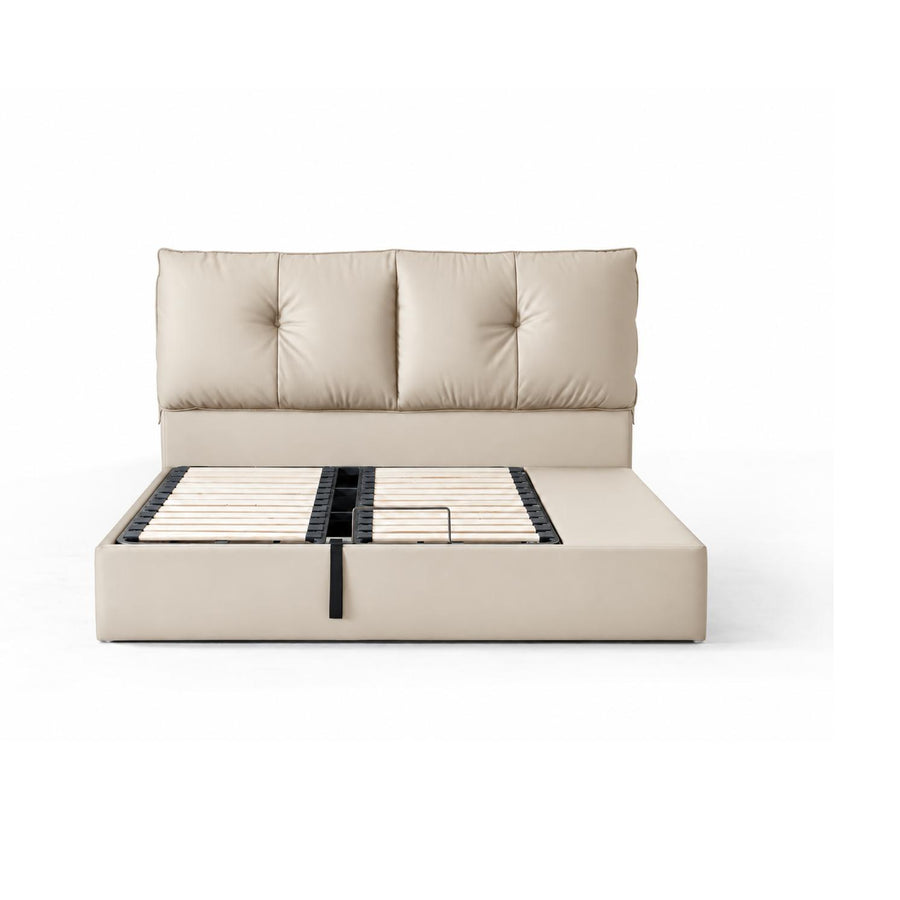 MIRKO Leather Lift-Up Storage Bed