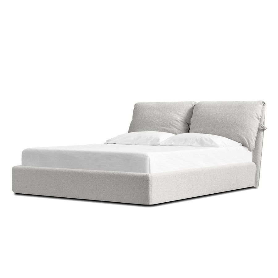 PLUME King Oat White Fabric Bed