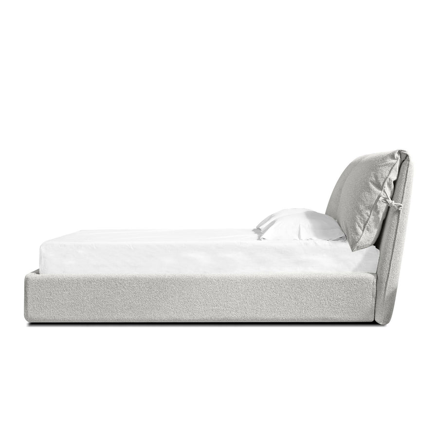 PLUME King Oat White Fabric Bed