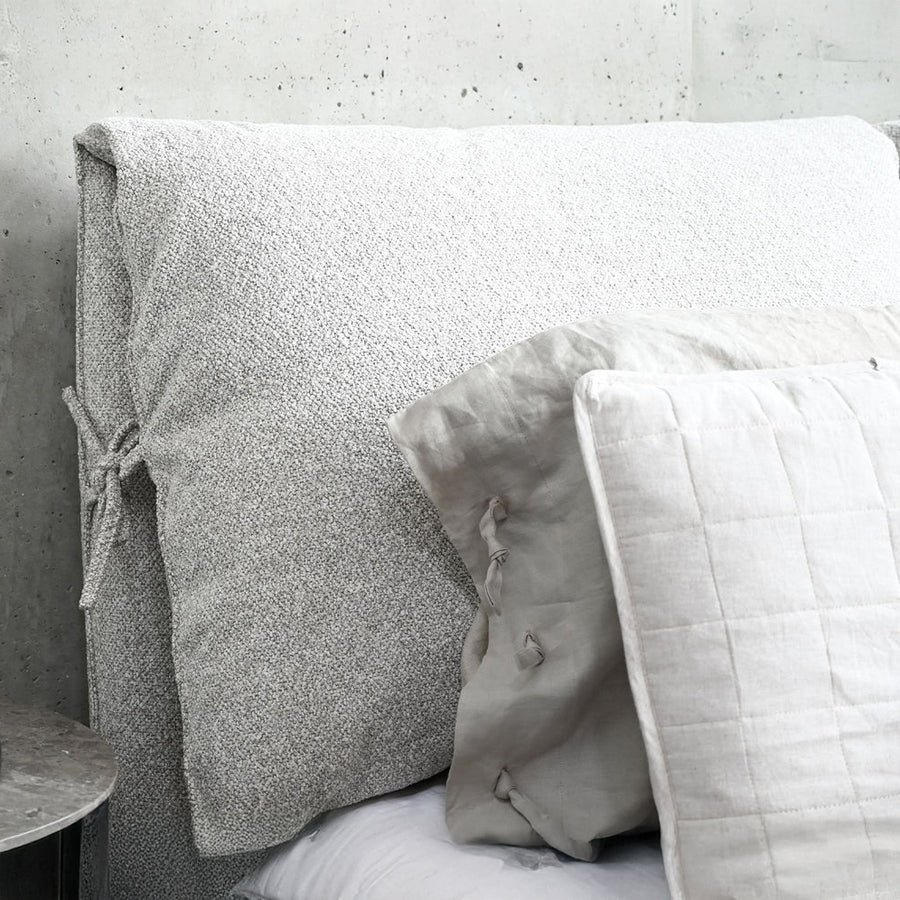 PLUME King Oat White Fabric Bed