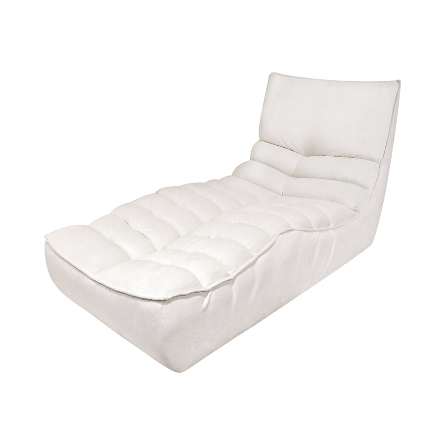 White ZIP Fabric Togo Chaise with plush, segmented cushions and a soft, curved backrest.