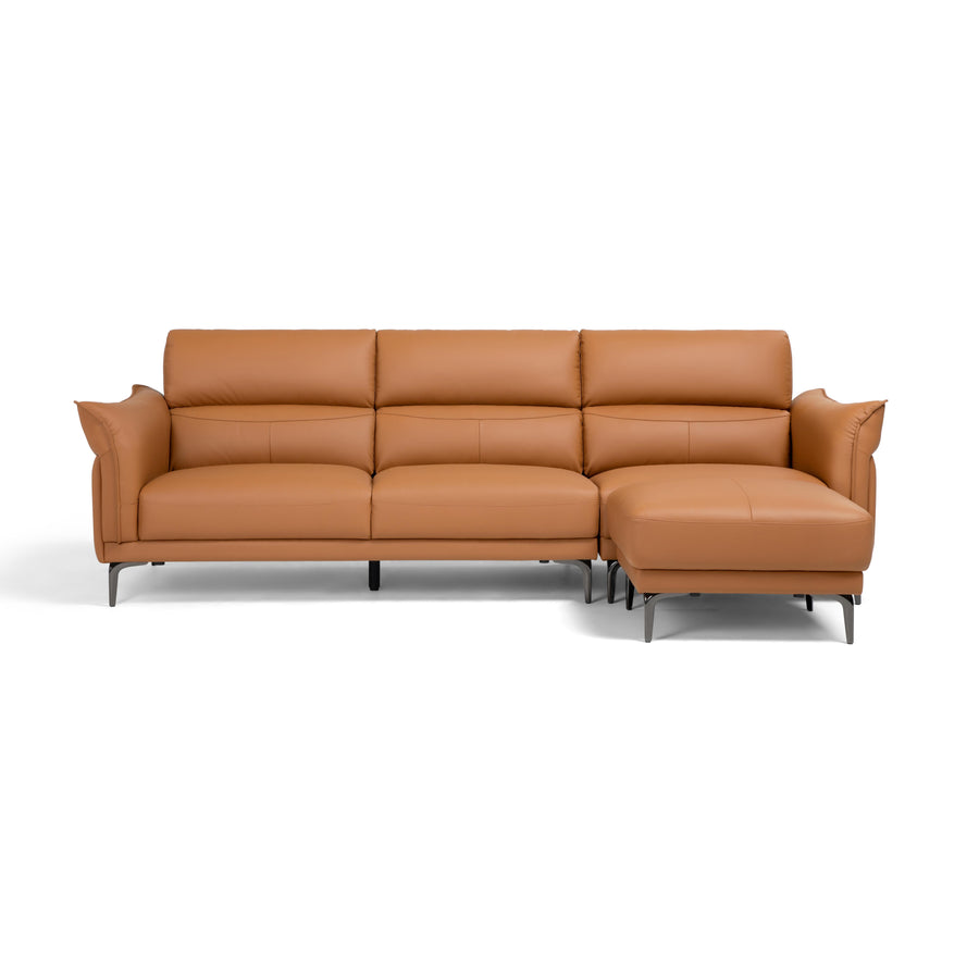 EVELINA Leather Sectional Sofa Pumpkin