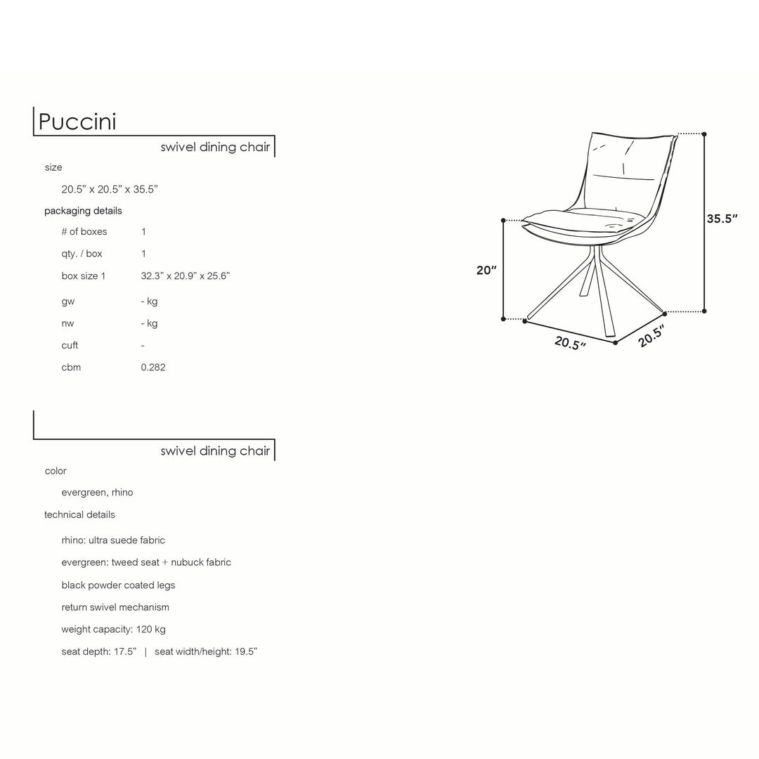 PUCCINI Evergreen Swivel Dining Chair