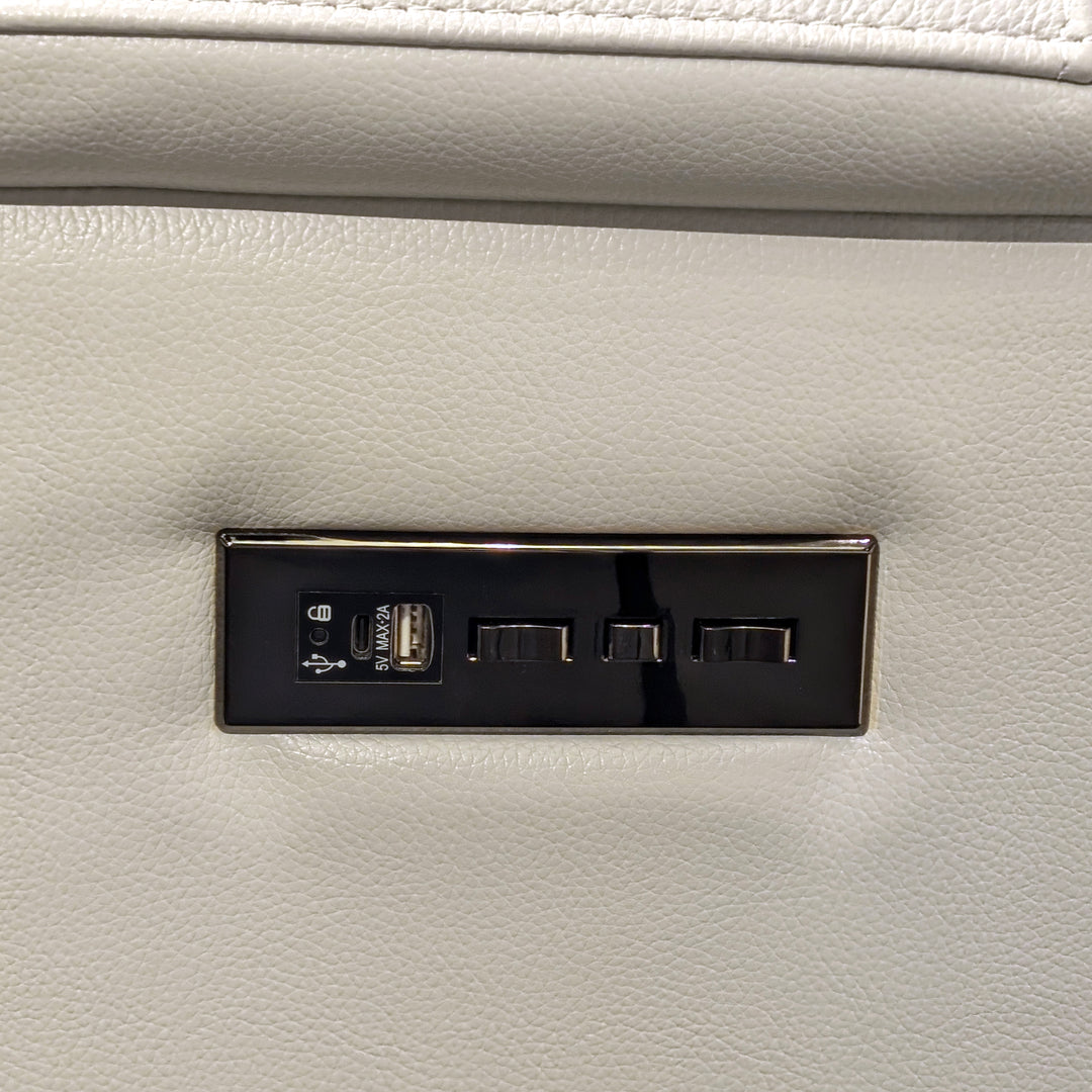 EVANDER Frost White Leather Power Motion Sectional Sofa