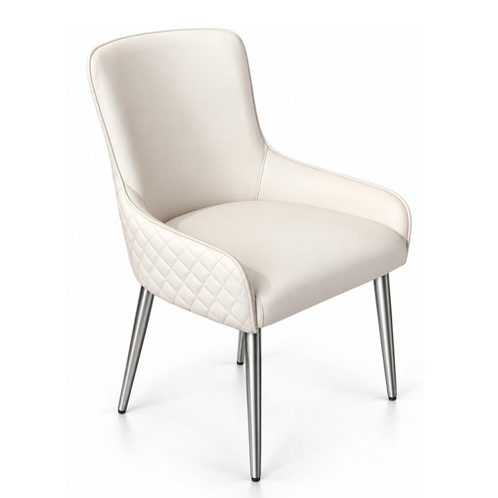 BRENT Diamond Stitch Dining Chair White