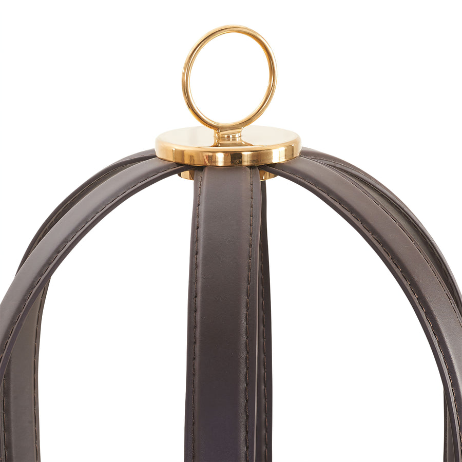 WREN Brown Leatherette Accent Shelf(Small)