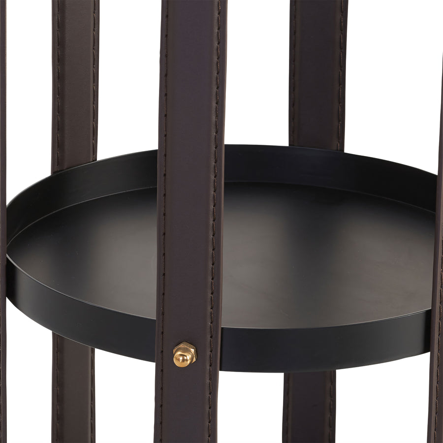 WREN Brown Leatherette Accent Shelf(Small)