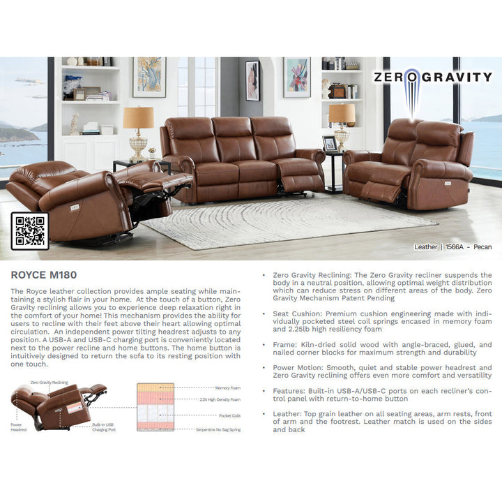 ROYCE Brown Leather Reclining Sofa Collection