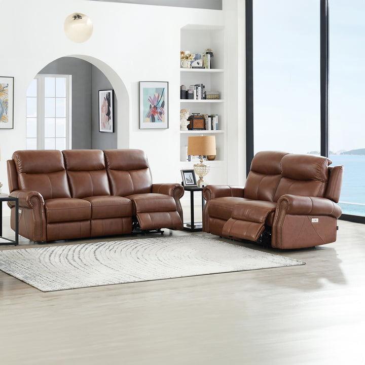 ROYCE Brown Leather Reclining Sofa Collection