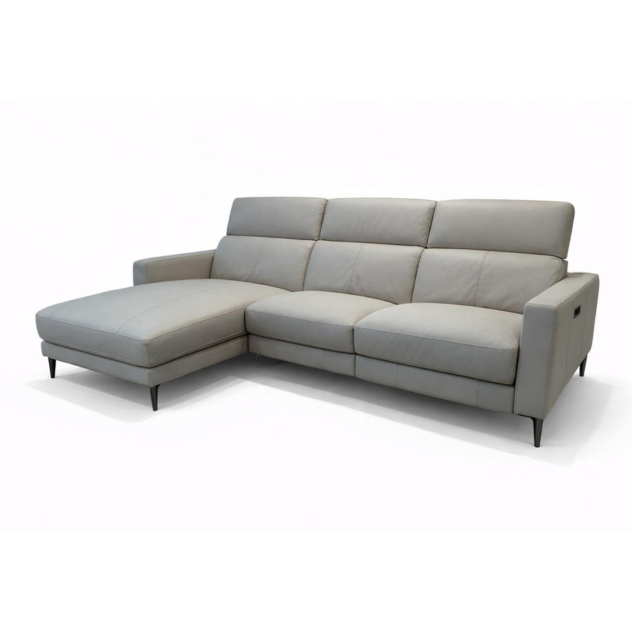 DOVER Power Motion Reclining Sectional Leather Sofa Light Grey Left