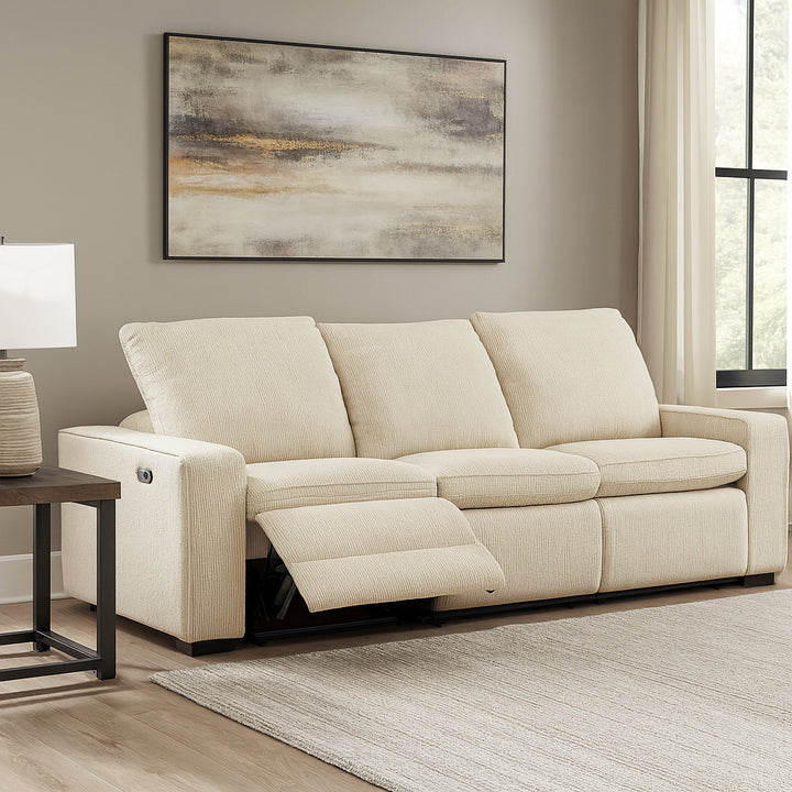 ELDRIC Beige Fabric Power Reclining Sofa
