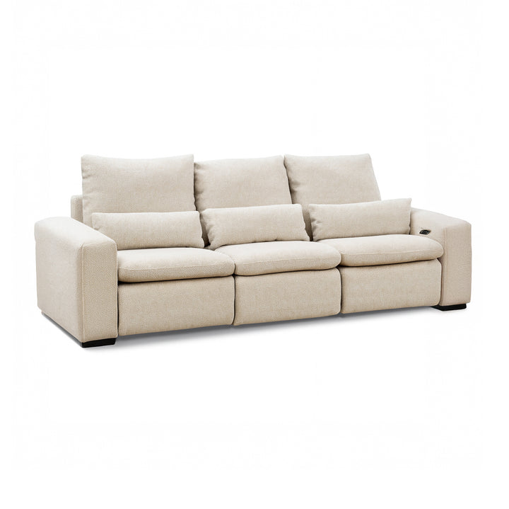 RIVANO Beige Power Motion Sofa – 3 Seaters