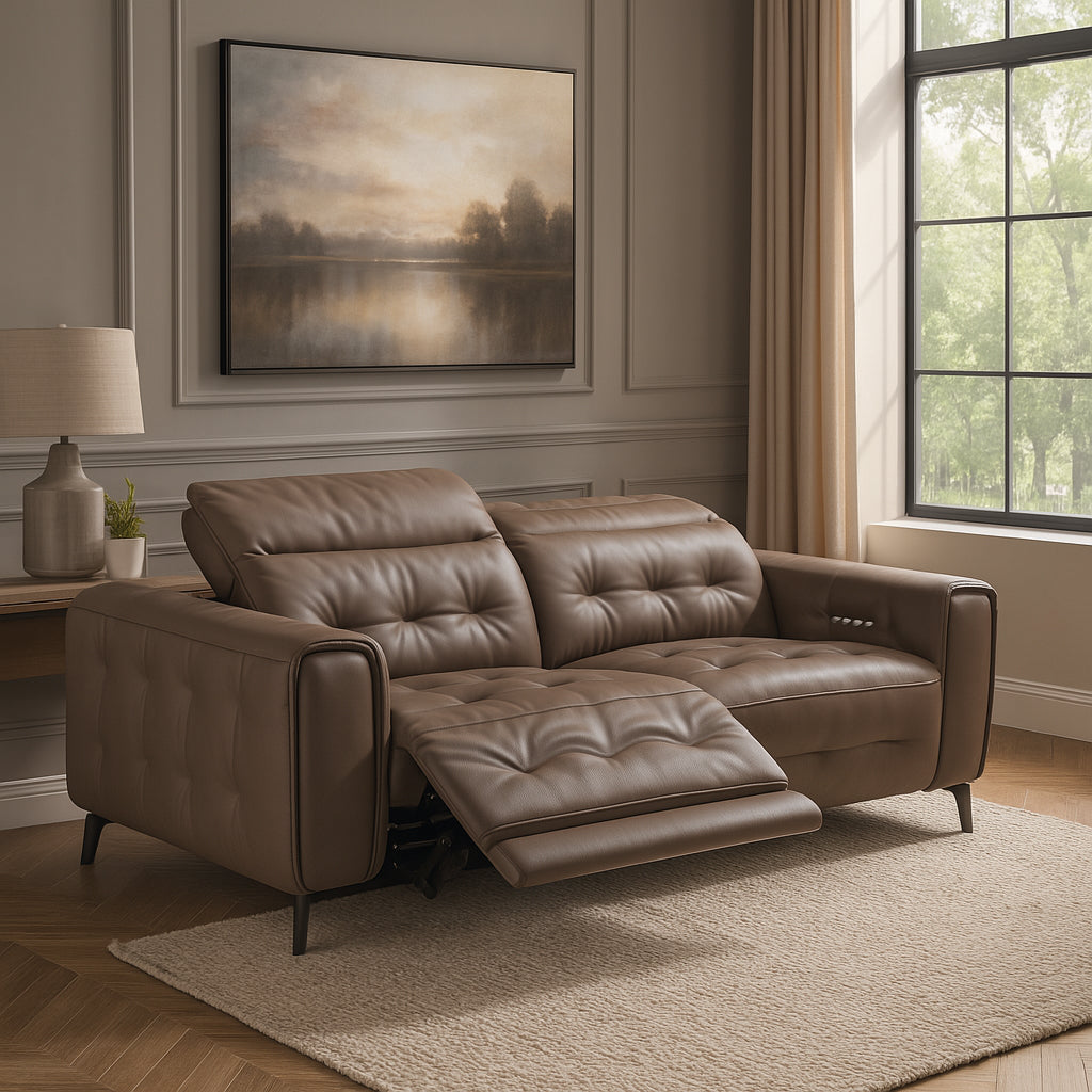 ROWAN Contemporary 2.5-Seater Leather Recliner Sofa