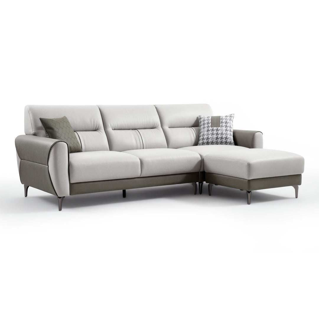 LINDA Grey Sectional Sofa With Ottoman