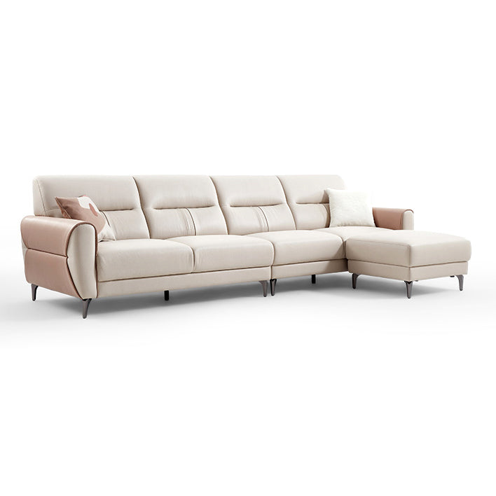 LINDA Beige Sectional Sofa With Ottoman
