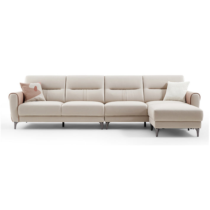 LINDA Beige Sectional Sofa With Ottoman