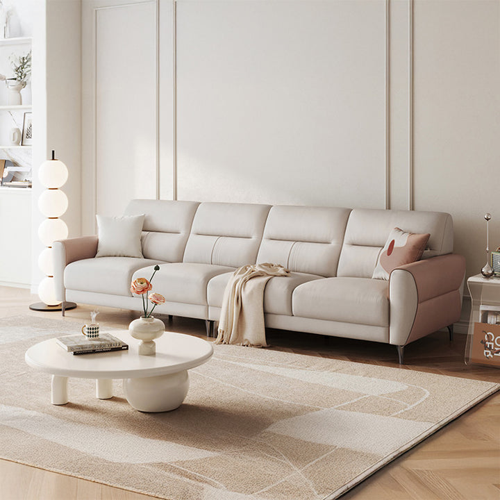 LINDA Beige Sectional Sofa With Ottoman