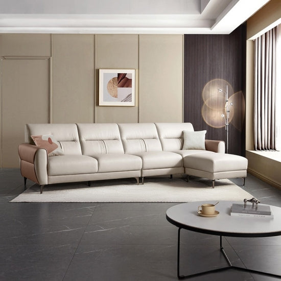 LINDA Beige Sectional Sofa With Ottoman
