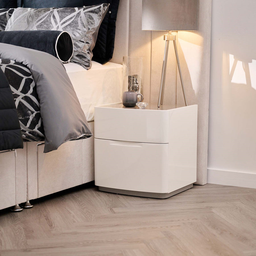 ANGELA Gloss White Nightstand
