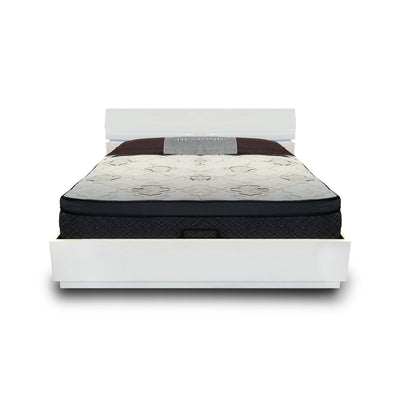 ANGELA White Lift Up Storage Bed - Queen