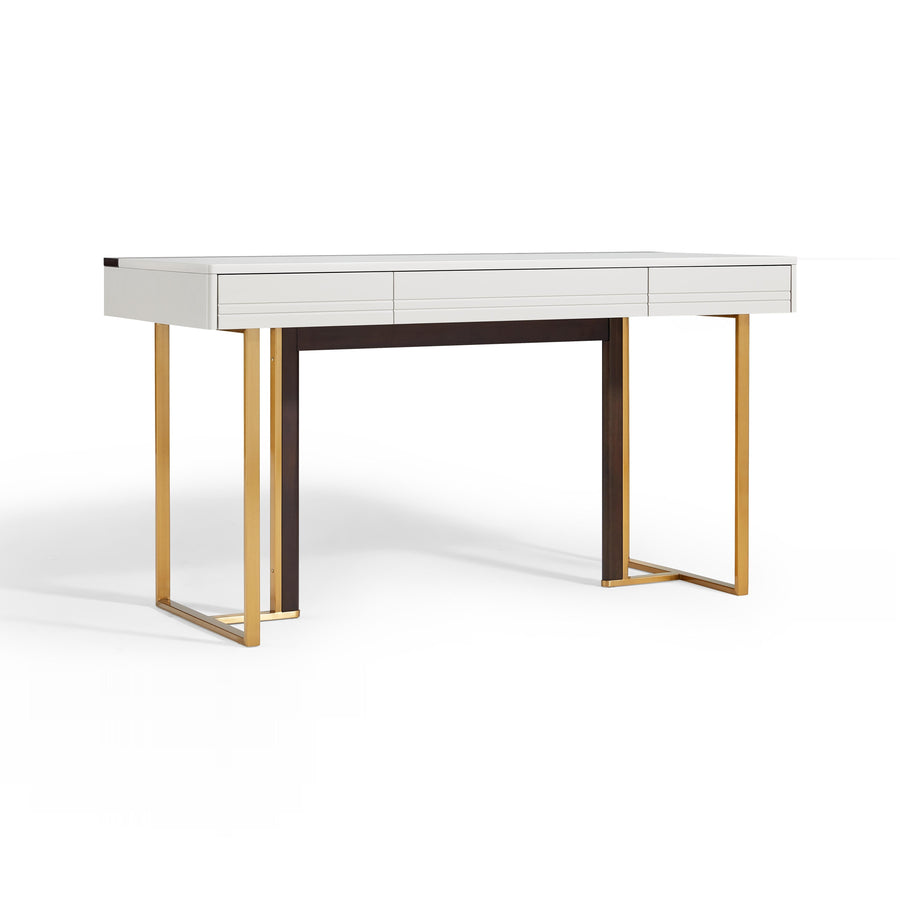 LINWOOD White Gold, Writing and Office Desk with Drawers