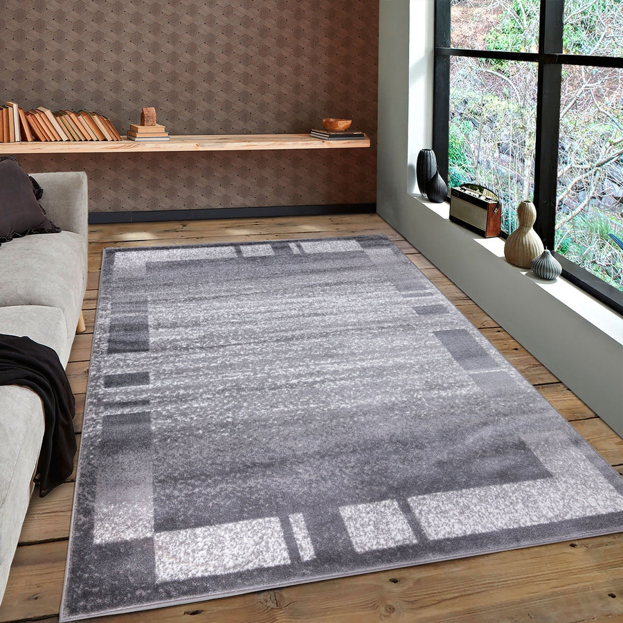 MILLS Contemporary Light Grey Geometric Area Rug