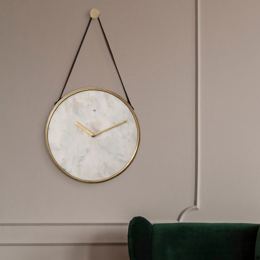CHRISTOPHER White Marble & Brass Timepiece