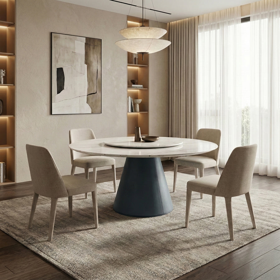FLORA Grey Faux Marble Dining Table