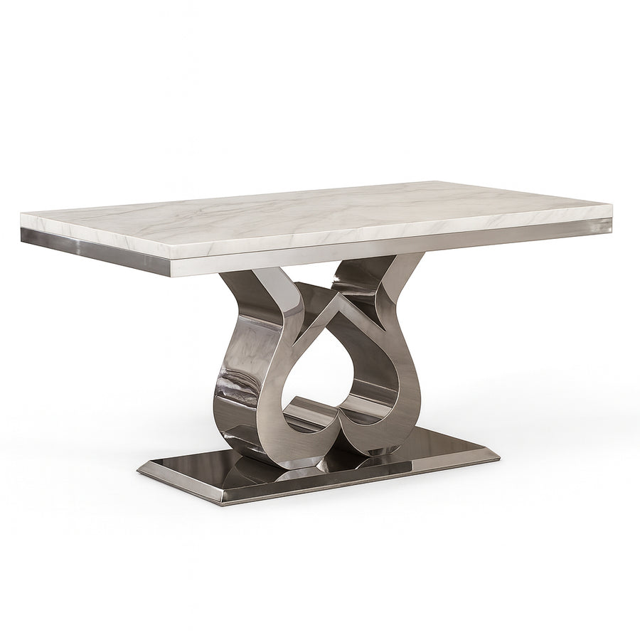 CYRAS Marble Dining Table with Gold or Silver Base