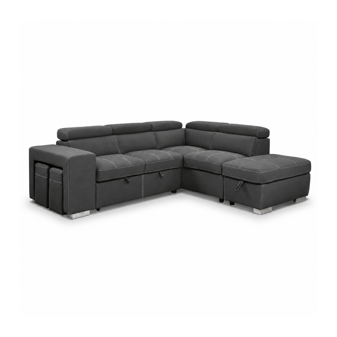 FEDERICA Dark Grey Fabric Sectional Sofabed