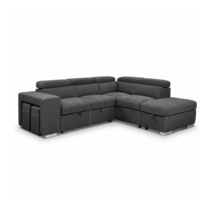 FEDERICA Dark Grey Fabric Sectional Sofabed
