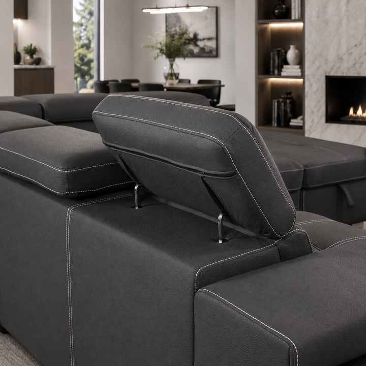 FEDERICA Dark Grey Fabric Sectional Sofabed