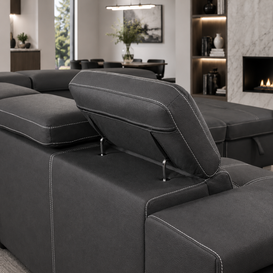 FEDERICA Dark Grey Fabric Sectional Sofabed