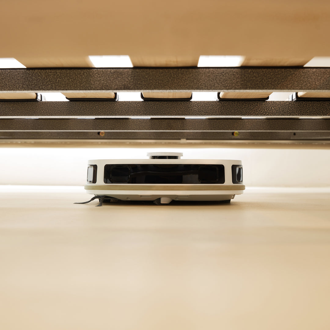 MARIVELLE Sand Leather Floating Bed with LED Light